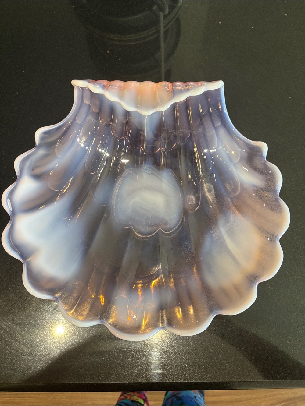 Light Pinkish Glass Seashell Decorative Bowl